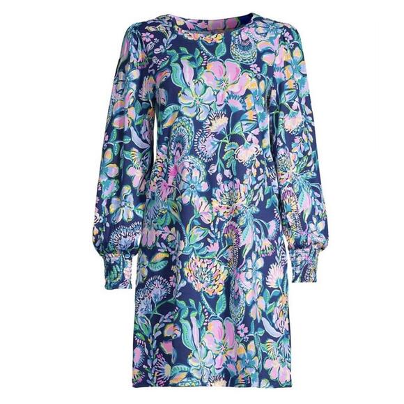 Lilly Pulitzer Size XS Diann Dress High Tide Navy She’s Got Sol Floral Women's - Picture 2 of 14